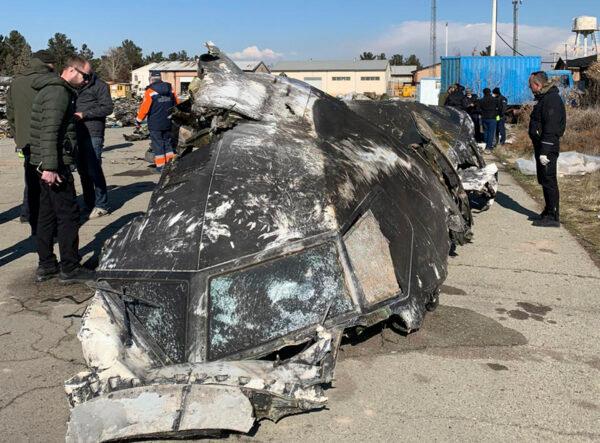 The wreckage of the Ukraine International Airlines Boeing 737-800 at the scene of the crash in Shahedshahr, southwest of the capital Tehran, Iran, in a file photo. (Ukrainian Presidential Press Office via AP)