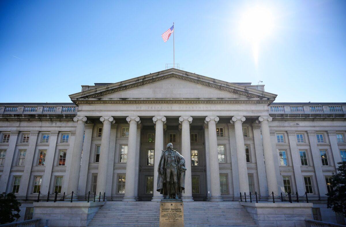 The U.S. Treasury Department building in Washington, on Oct. 18, 2018. (Mandel Ngan/AFP/Getty Images)