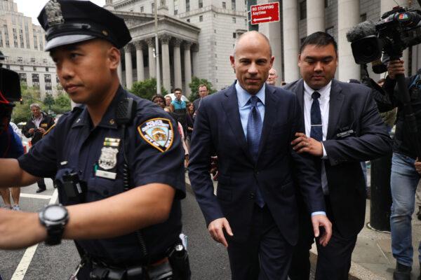 Celebrity attorney Michael Avenatti walks out of a New York court house after pleading not guilty Tuesday in federal court, New York, on May 28, 2019. (Spencer Platt/Getty Images)