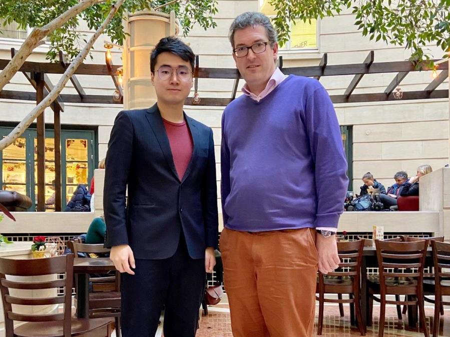 Simon Cheng with Benedict Rogers in London, on Dec. 20, 2019. (Courtesy of Simon Cheng)
