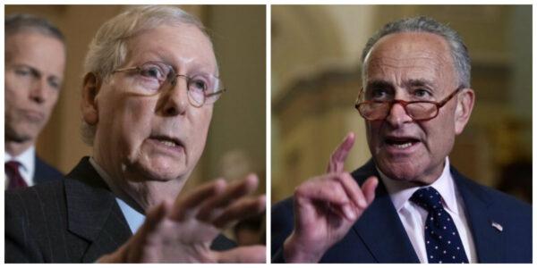 Senate Majority Leader Mitch McConnell (R-Ky.) and Senate Minority Leader Chuck Schumer (D-N.Y.) in file photos (J. Scott Applewhite/AP Photo; Win McNamee/Getty Images)