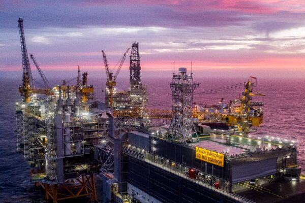 The field center of the Johan Sverdrup oil field in the North Sea west of Stavanger, Norway, on Jan. 7, 2020. (Carina Johansen /NTB Scanpix/AFP via Getty Images)