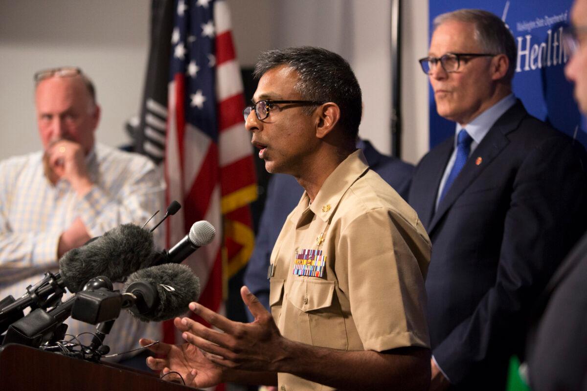 Satish Pillai, medical officer in the Division of Preparedness and Emerging Infections at the Centers for Disease Control and Prevention, talks about a confirmed case of coronavirus in a Snohomish County, Washington resident during a press conference in Shoreline, Washington, on Jan. 21, 2020. (Jason Redmond/AFP via Getty Images)