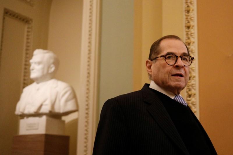 House Judiciary Chairman Rep. Jerrold Nadler (D-N.Y.) walks along the Ohio Clock Corridor following the first day of President Donald Trump's Senate Impeachment Trial in Washington on Jan. 22, 2020. (Tom Brenner/Reuters)