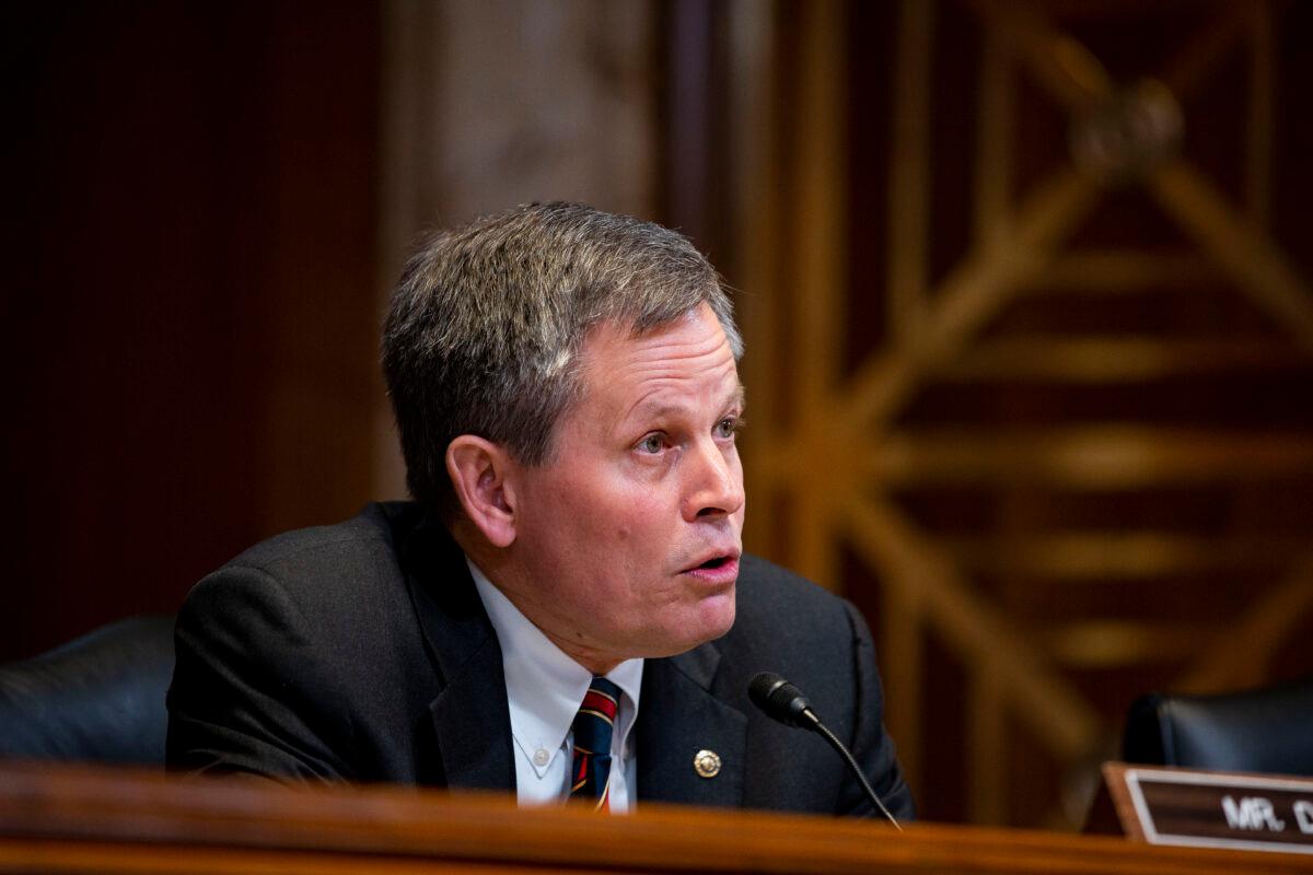 Sen. Steve Daines (R-Mont.) in a file photograph in Washington. (Anna Moneymaker/Getty Images)