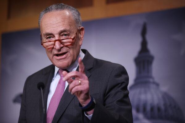 Senate Minority Leader Charles Schumer (D-N.Y.) calls on reporters during a news conference at the U.S. Capitol in Washington, on Jan. 22, 2020. (Chip Somodevilla/Getty Images)