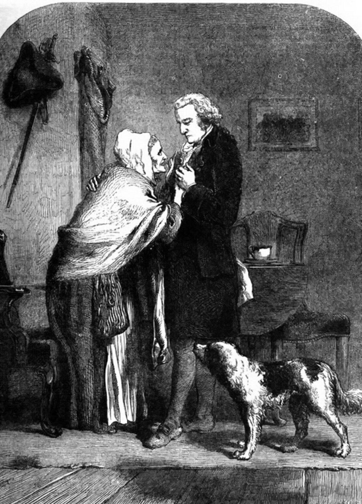 “George Washington and His Mother,” from John Cassell's “Illustrated History of England, Volume 5." (Public Domain)