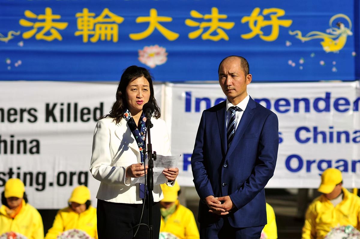 Liu Jintao at a rally held in Sydney in 2019. (Shen Ke/The Epoch Times)