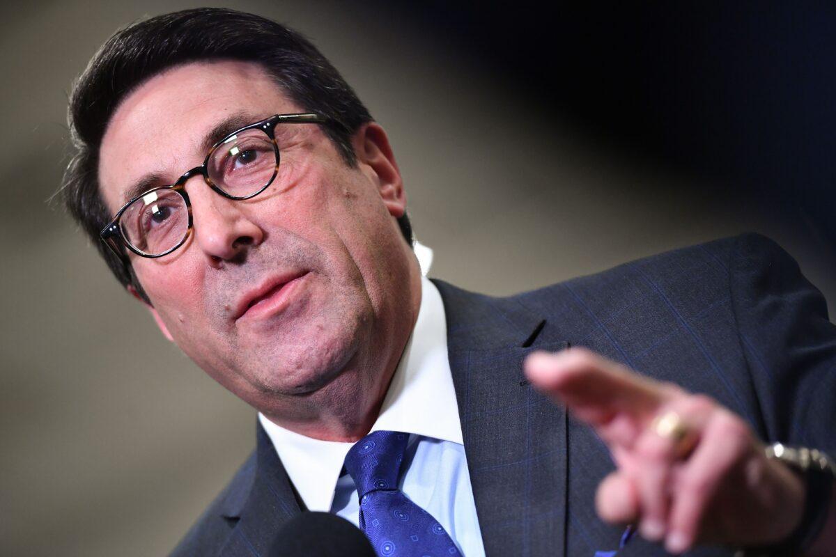President Donald Trump's personal lawyer Jay Sekulow speaks to the press during a recess in the impeachment trial at the U.S. Capitol in Washington on Jan. 24, 2020. (Mandel Ngan/AFP via Getty Images)