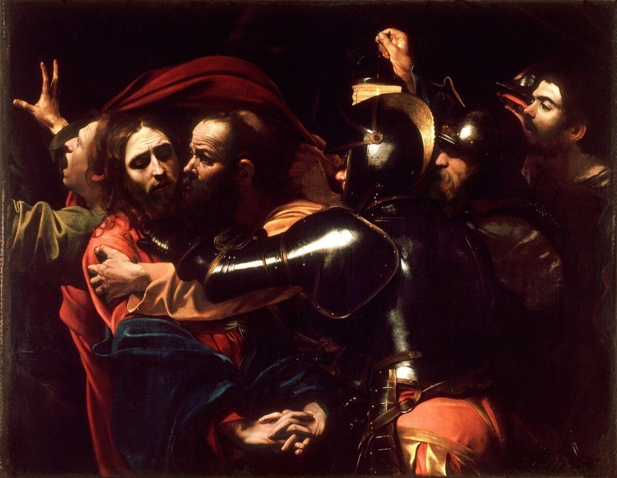 Treachery is not far behind hypocrisy. “The Taking of Christ,” circa 1602, by Caravaggio. (Public Domain)