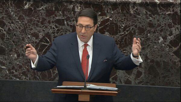 Personal attorney to President Donald Trump, Jay Sekulow, speaks during the impeachment trial against Trump in the Senate at the U.S. Capitol in Washington, on Jan. 25, 2020. (Senate Television via AP)