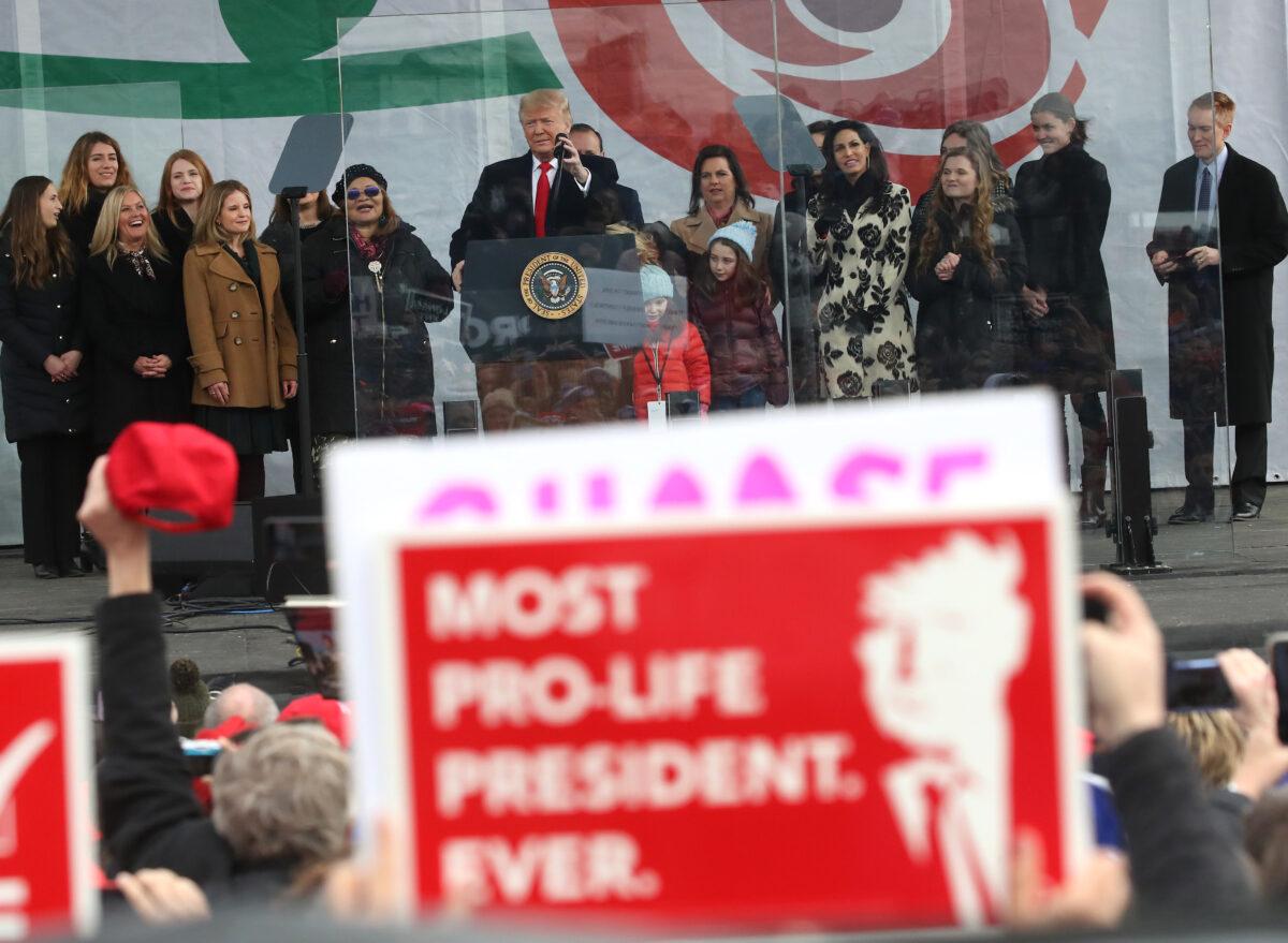 President Donald Trump speaks at the 47th March For Life rally on the National Mall, in Washington, on Jan. 24, 2020. (Mark Wilson/Getty Images)