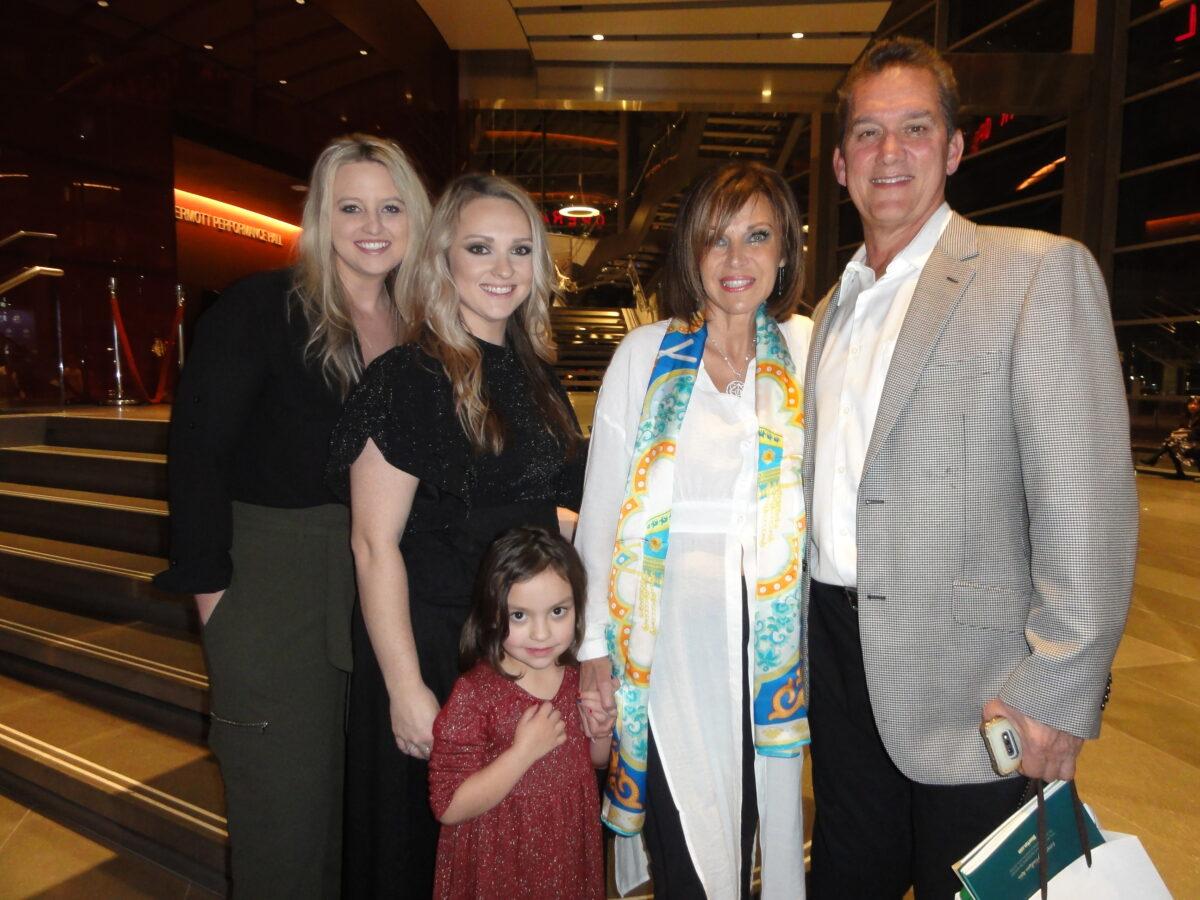 Kirk Hampton and Sandy Freyer attended Shen Yun with guests at the Winspear Opera House, on Jan. 26, 2020. (Sophia Zheng/The Epoch Times)