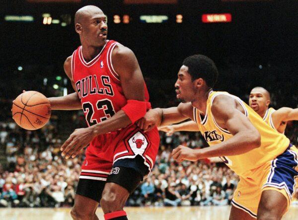Michael Jordan and Kobe Bryant in a file photo. (Vince Bucci/AFP via Getty Images)