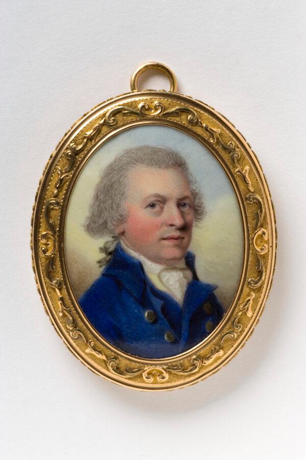 Enamel miniature on copper, in a two-colored gold frame, 1791, by Carl Ralph Huerter, England. (Victoria and Albert Museum, London)