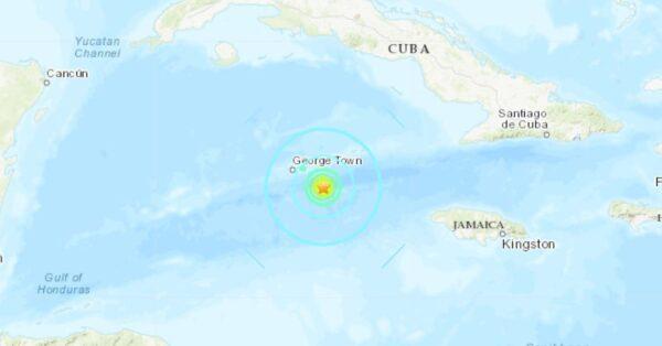 Wednesday's quake about 40 miles southeast of the Cayman Islands. (USGS)
