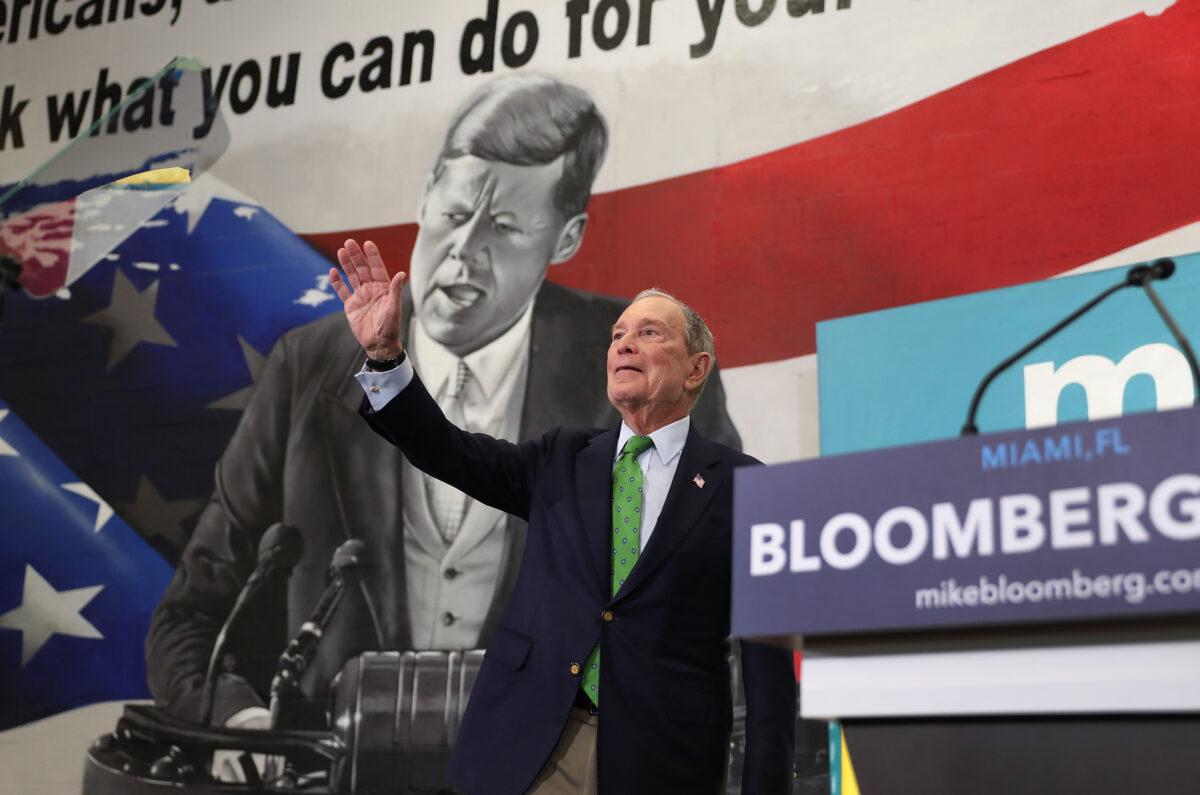 Democratic presidential candidate, former New York City Mayor Mike Bloomberg speaks during a campaign stop in Miami, Florida on Jan. 26, 2020. (Joe Raedle/Getty Images)