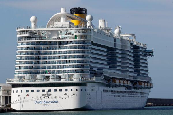 The Costa Smeralda cruise ship is docked in the Civitavecchia port near Rome on Jan. 30, 2020. (Andrew Medichini/AP Photo)
