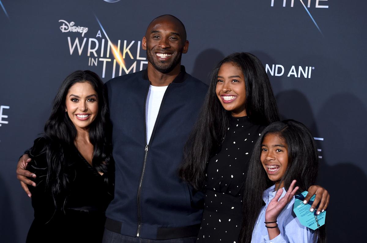 Vanessa Bryant, from left, Kobe Bryant, Natalia Bryant and Gianna Maria-Onore Bryant at the world premiere of "A Wrinkle in Time" in Los Angeles, on Feb. 26, 2018. (Jordan Strauss/Invision/AP)