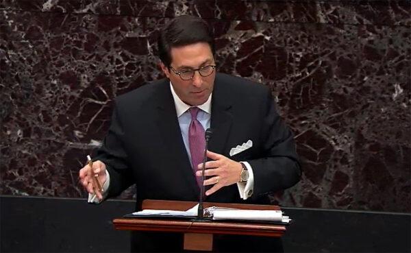 Legal Counsel for President Trump, Jay Sekulow, answers a question from a senator during impeachment proceedings against President Donald Trump in the Senate at the U.S. Capitol in Washington, on Jan. 29, 2020. (Senate Television via Getty Images)