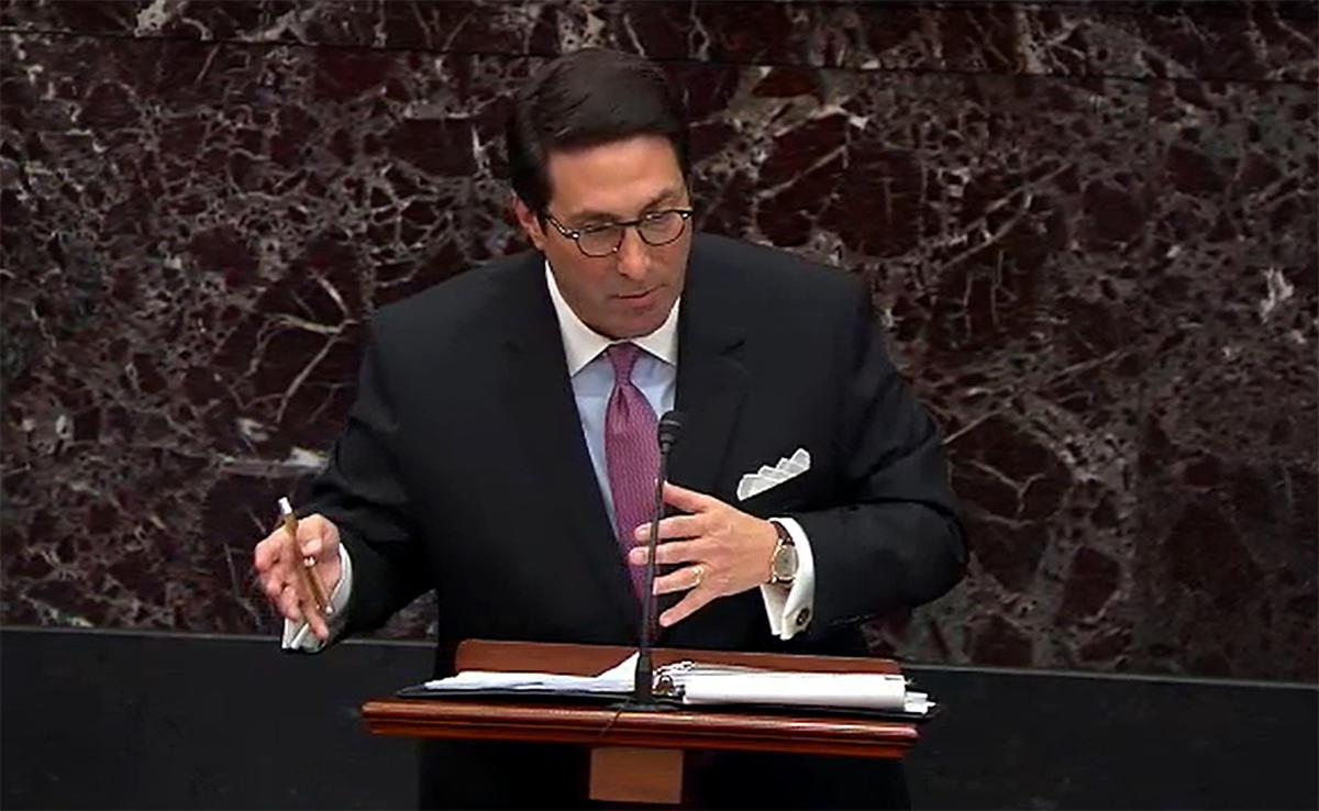Legal Counsel for President Trump, Jay Sekulow, answers a question from a senator during impeachment proceedings against U.S. President Donald Trump in the Senate at the U.S. Capitol in Washington, on Jan. 29, 2020. (Senate Television via Getty Images)