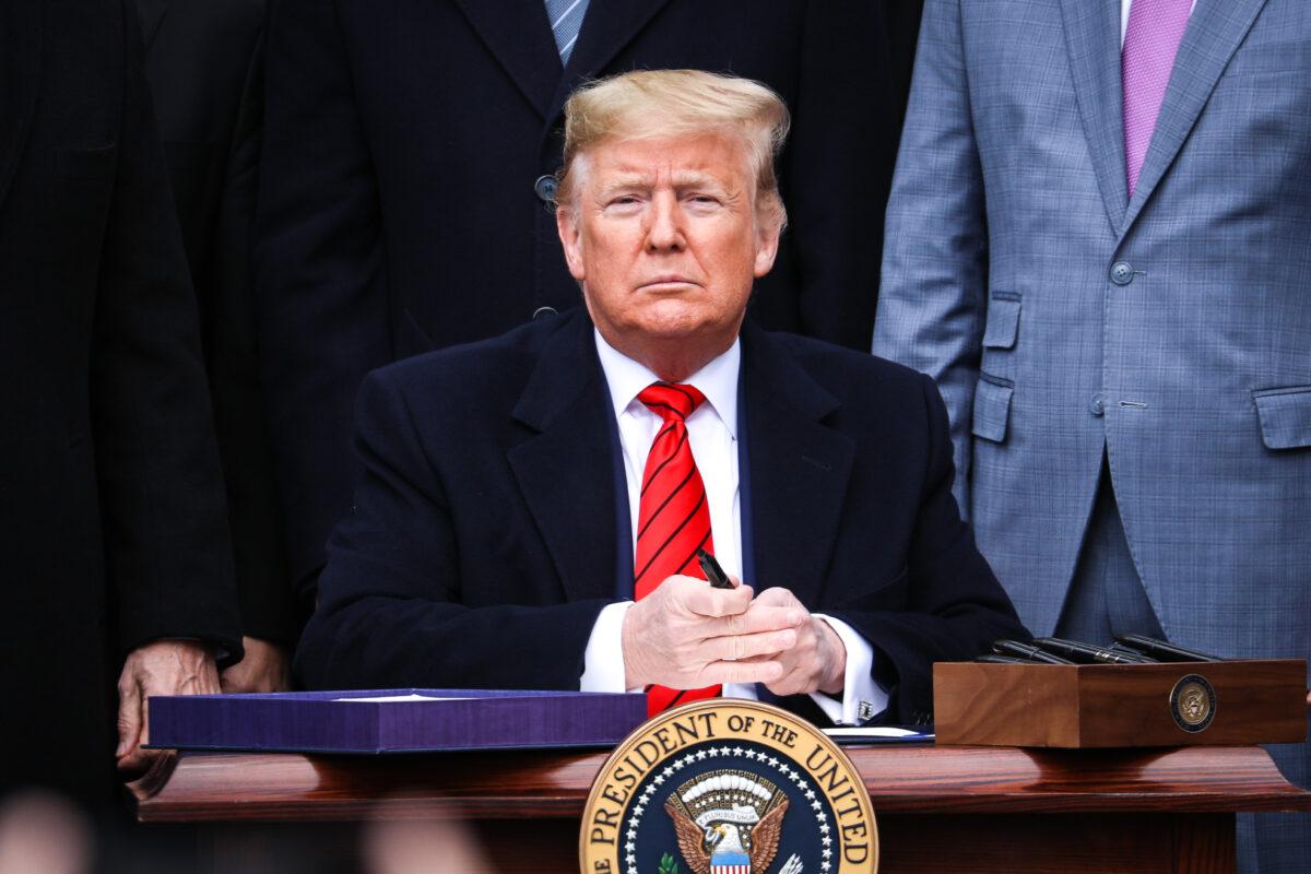 President Donald Trump during a ceremony on the South Lawn of the White House in Washington on Jan. 29, 2020. (Charlotte Cuthbertson/The Epoch Times)
