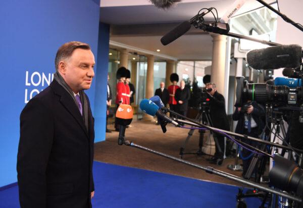 President of Poland, Andrzej Duda arrives for the NATO summit at the Grove Hotel on Dec. 4, 2019, in Watford, England (Chris J Ratcliffe/Getty Images)