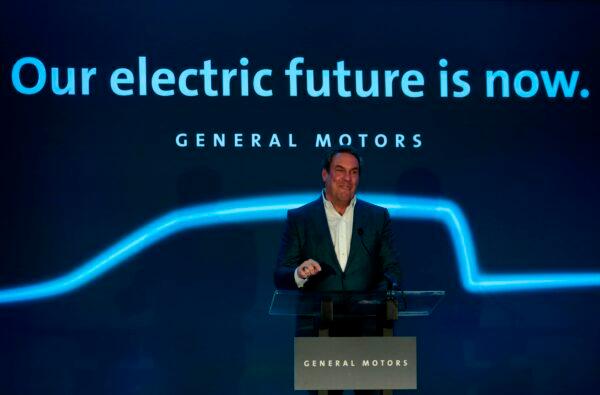 General Motors president speaks at their Detroit- Hamtramck assembly plant in Detroit, Mich., on Jan. 27, 2020. (Jeff Kowalsky/AFP via Getty Images)