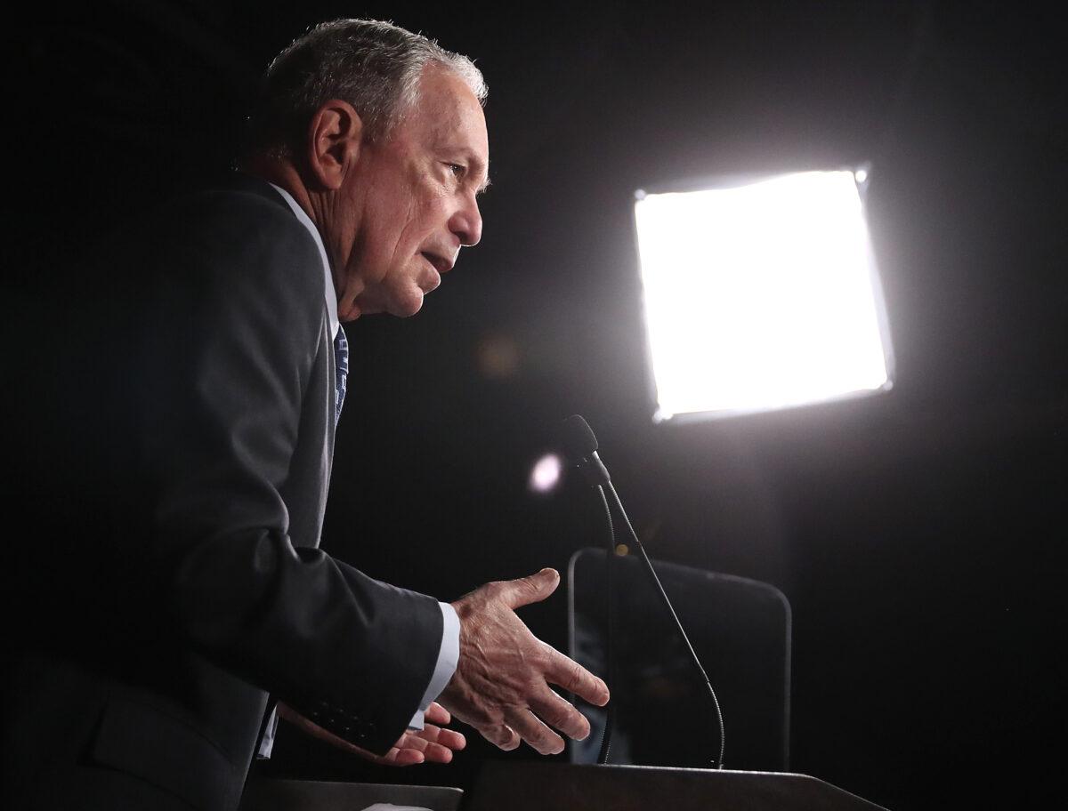 Democratic presidential candidate former New York City Mayor Michael Bloomberg speaks at an event in Washington on Jan. 30, 2020. (Mark Wilson/Getty Images)