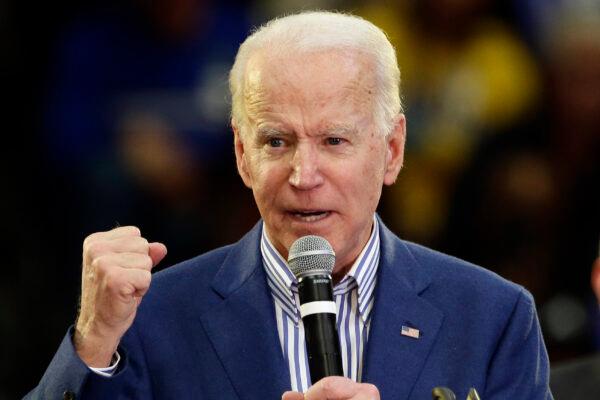 Democratic presidential candidate former Vice President Joe Biden speaks at a campaign event at Saint Augustine's University in Raleigh, N.C., on Feb. 29, 2020. (AP Photo/Gerry Broome)