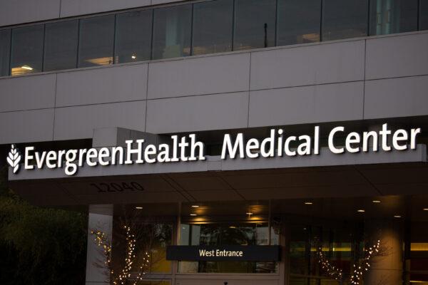 The exterior of EvergreenHealth Medical Center in Kirkland, Washington, on Feb. 29, 2020. (David Ryder/Getty Images)