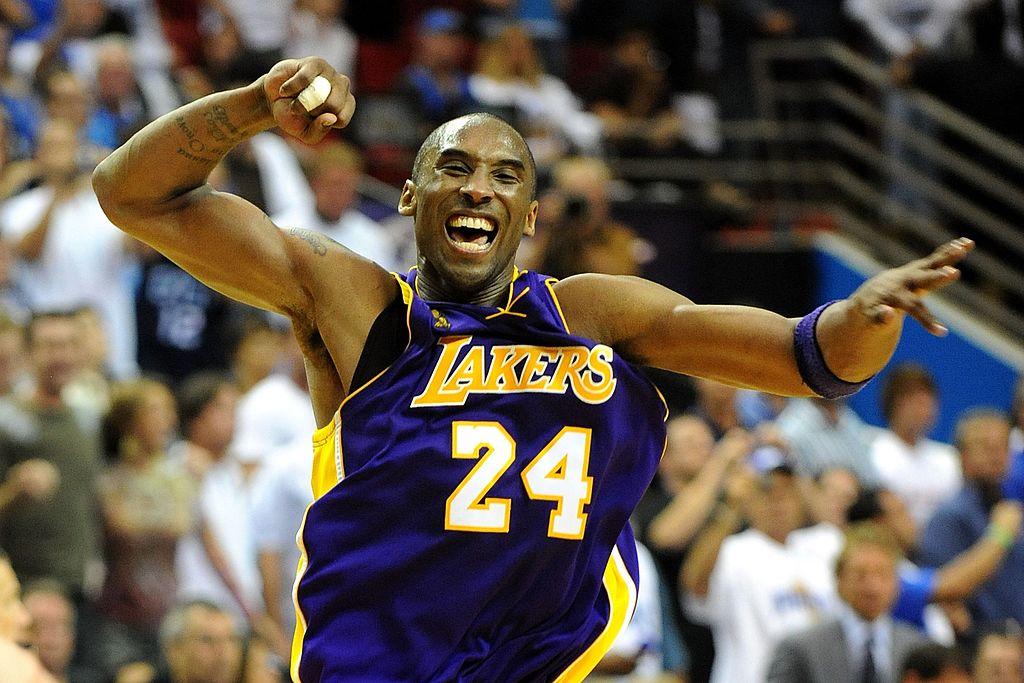 Kobe Bryant at Game 5 of the 2009 NBA Finals, his first championship since 2002 (©Getty Images | <a href="https://www.gettyimages.com/detail/news-photo/kobe-bryant-of-the-los-angeles-lakers-celebrates-after-news-photo/88518346?adppopup=true">Ronald Martinez</a>)