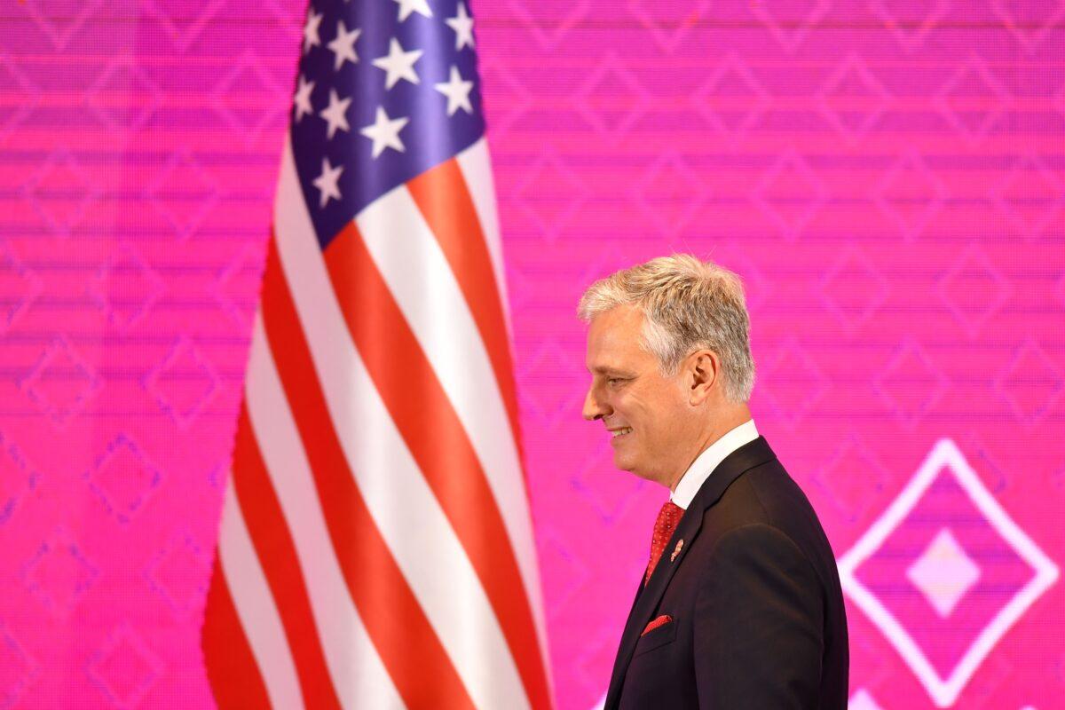 U.S. national security adviser Robert O'Brien walks onstage during the 7th ASEAN-US Summit in Bangkok on Nov. 4, 2019. (Lillian Suwanrumpha/AFP via Getty Images)