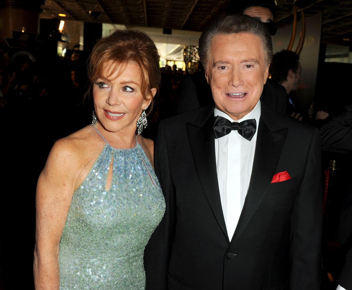 Regis Philbin (R) and wife Joy Philbin arrive at the 37th Annual Daytime Entertainment Emmy Awards held at the Las Vegas Hilton on June 27, 2010, in Las Vegas, Nevada. (©Getty Images | <a href="https://www.gettyimages.com/detail/news-photo/personality-regis-philbin-and-wife-joy-philbin-arrive-at-news-photo/102471458">Kevin Winter</a>)
