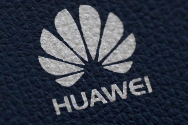 The Huawei logo is seen on a communications device in London, Britain, on Jan. 28, 2020. (Toby Melville/Reuters)