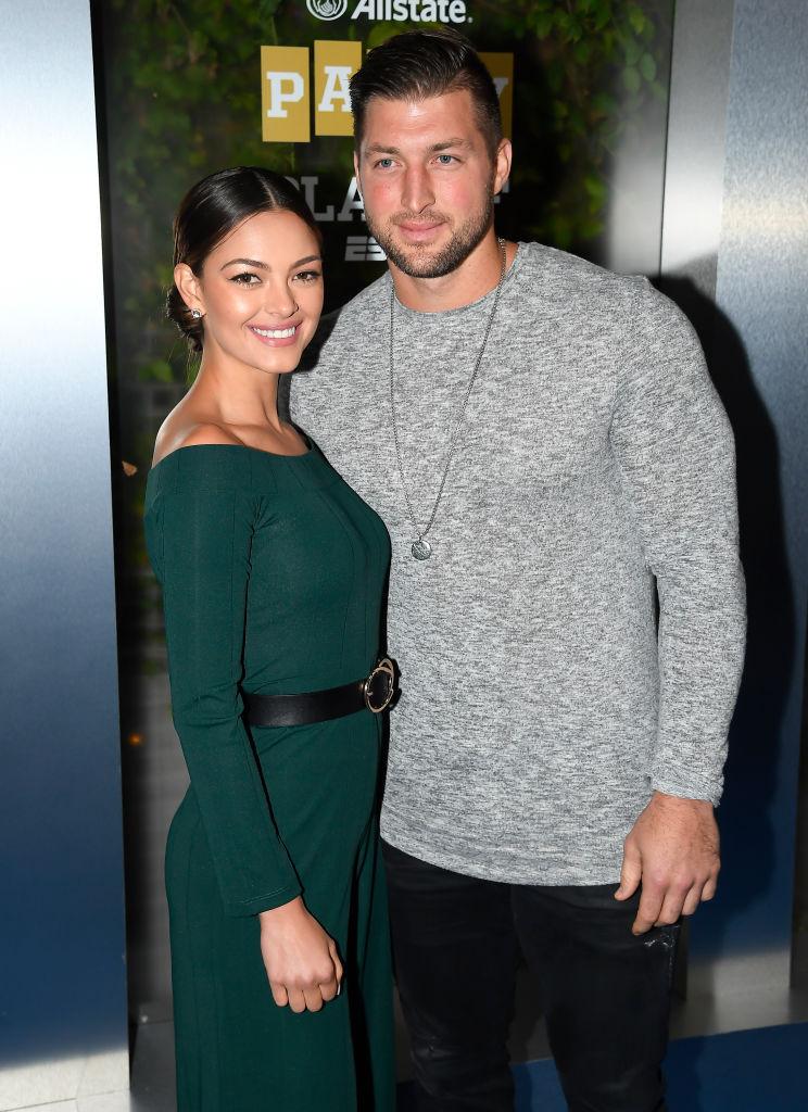 Demi-Leigh Nel-Peters and Tim Tebow attend the Party at the Playoff at The GlassHouse in San José, California, on Jan. 5, 2019. (©Getty Images | <a href="https://www.gettyimages.com/detail/news-photo/miss-universe-2017-demi-leigh-nel-peters-and-tim-tebow-of-news-photo/1078195856">Steve Jennings</a>)