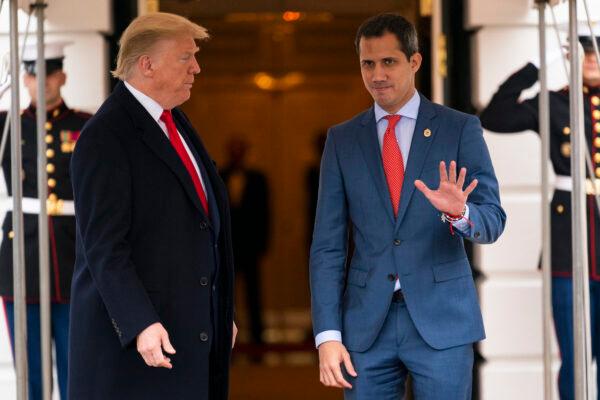 President Donald Trump welcomes Venezuelan opposition leader Juan Guaido to the White House on Feb. 5, 2020. (Evan Vucci/AP)