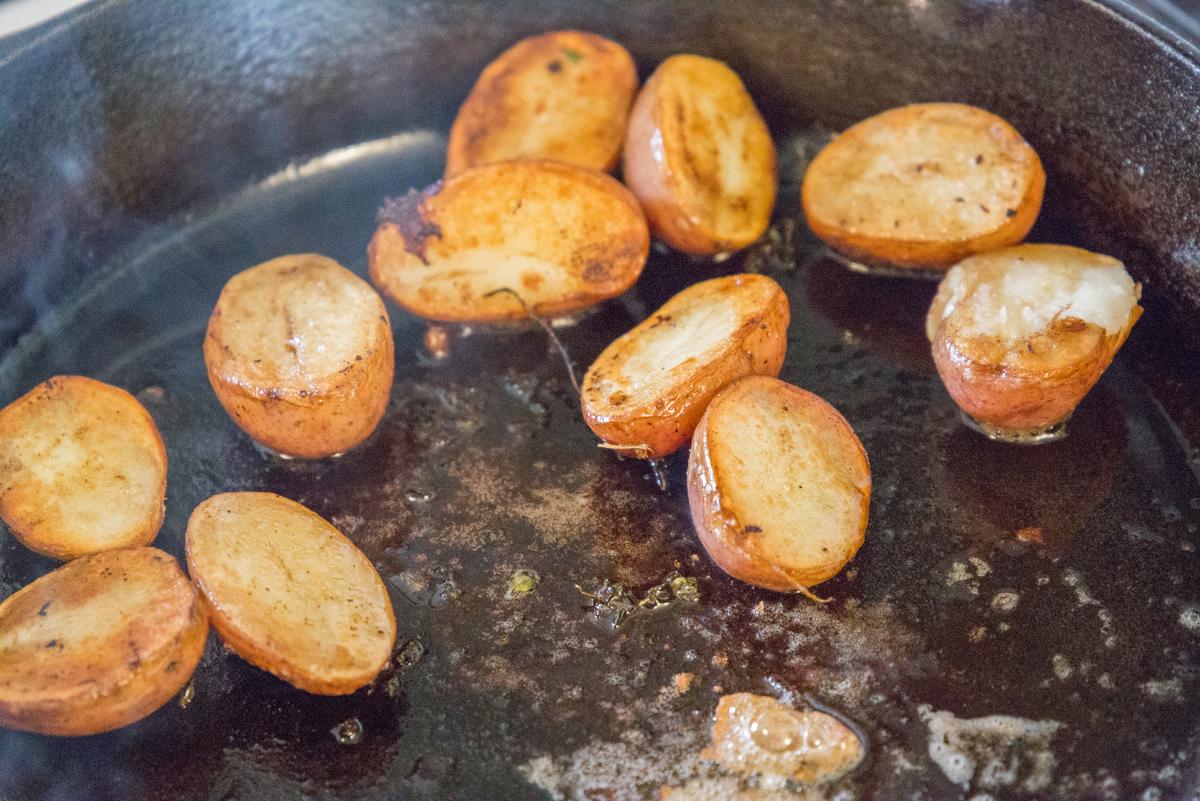 Parboil, then pan-fry your potatoes for crispy outsides and tender insides. (Caroline Chambers)