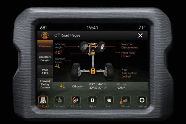 The main info screen on top of the center console. (Courtesy of Jeep)