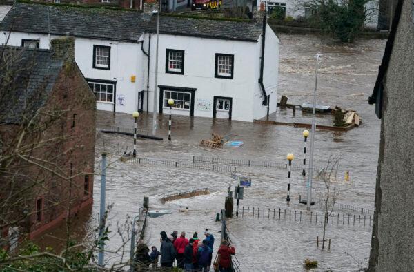 Flooded streets in Appleby-in-Westmorland, Cumbria, as Storm Ciara hits the UK on Sunday February 9, 2020. (Owen Humphreys/PA Wire)