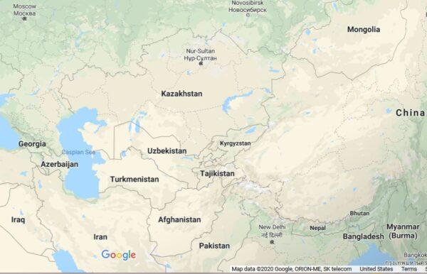 Map of Central Asia. (Screenshot, Google Maps)
