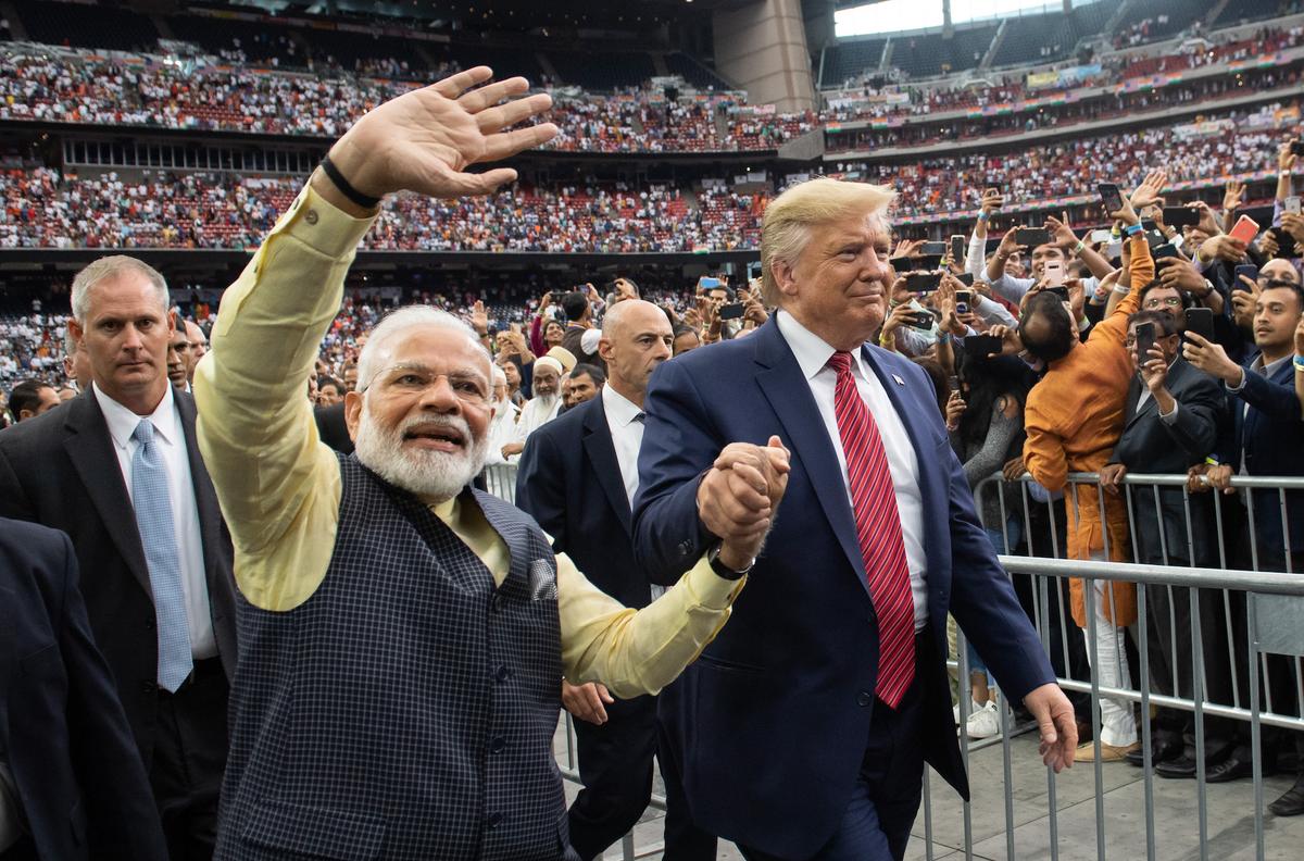 U.S. President Donald Trump and Indian Prime Minister Narendra Modi attend "Howdy, Modi!" at NRG Stadium in Houston, Texas, Sept. 22, 2019. (Saul Loeb/AFP via Getty Images)