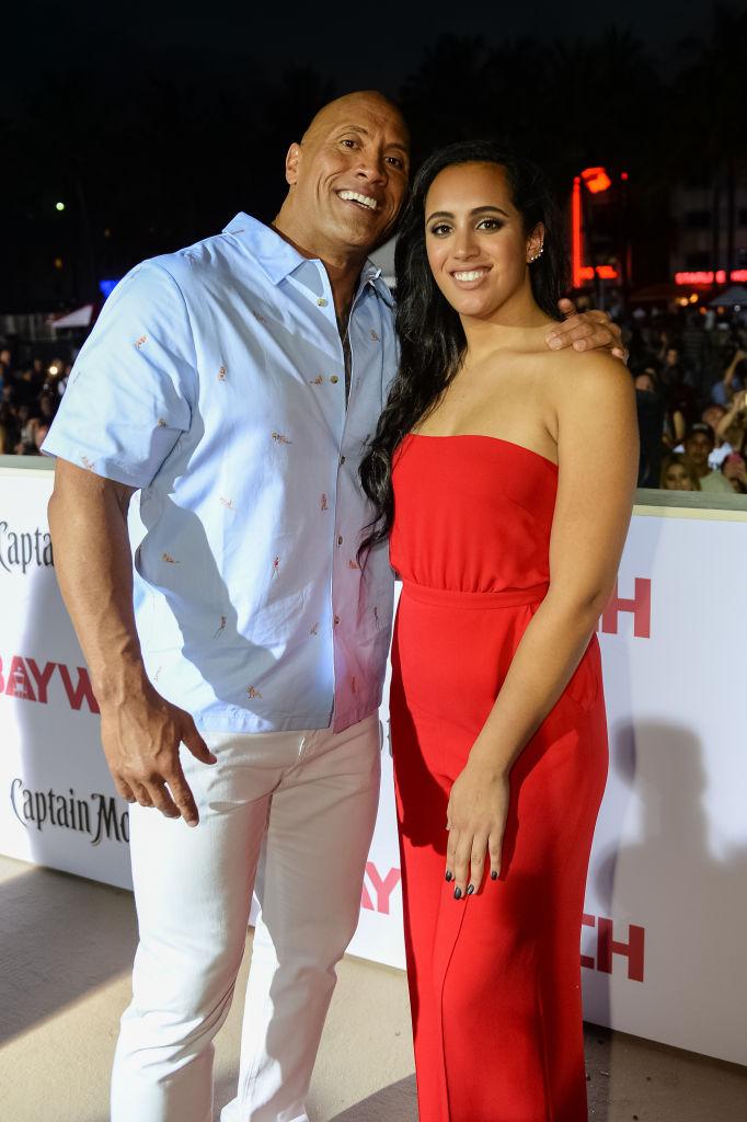 Johnson and Simone attend Paramount Pictures' World Premiere of "Baywatch" in Miami, Florida, on May 13, 2017. (©Getty Images | <a href="https://www.gettyimages.com/detail/news-photo/dwayne-johnson-and-daughter-simone-johnson-attend-paramount-news-photo/682774724?adppopup=true">Jason Koerner</a>)