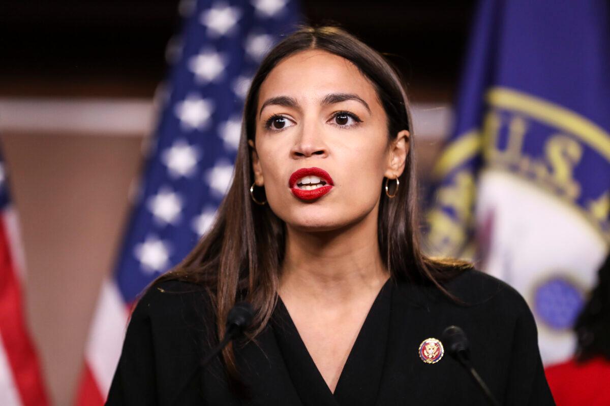Rep. Alexandria Ocasio-Cortez (D-N.Y.) speaks at a press conference on the Capitol on July 15, 2019. (Holly Kellum/NTD)