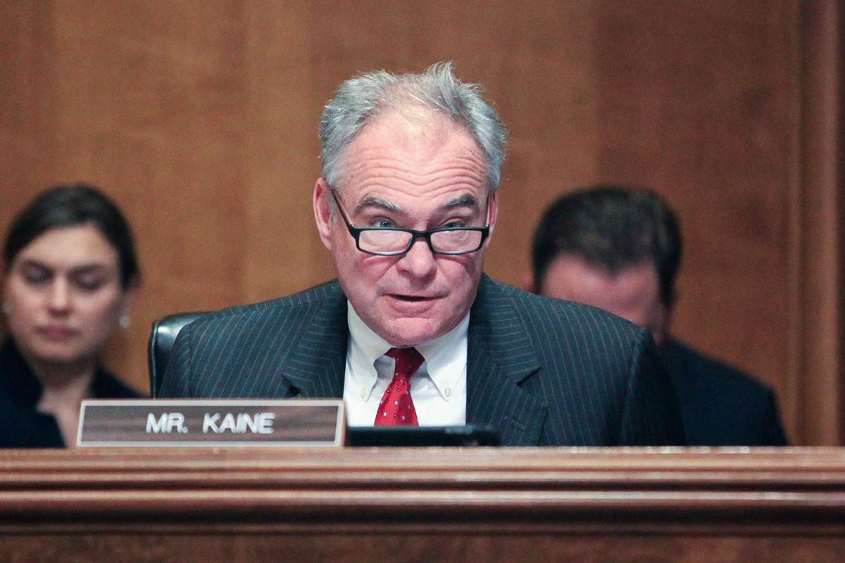 Sen. Tim Kaine (D-Va.) speaks at the senate subcommittee hearing on The China Challenge, Part 3: Democracy, Human Rights, and the Rule of Law, on Dec. 4, 2018. (Jennifer Zeng/The Epoch Times)