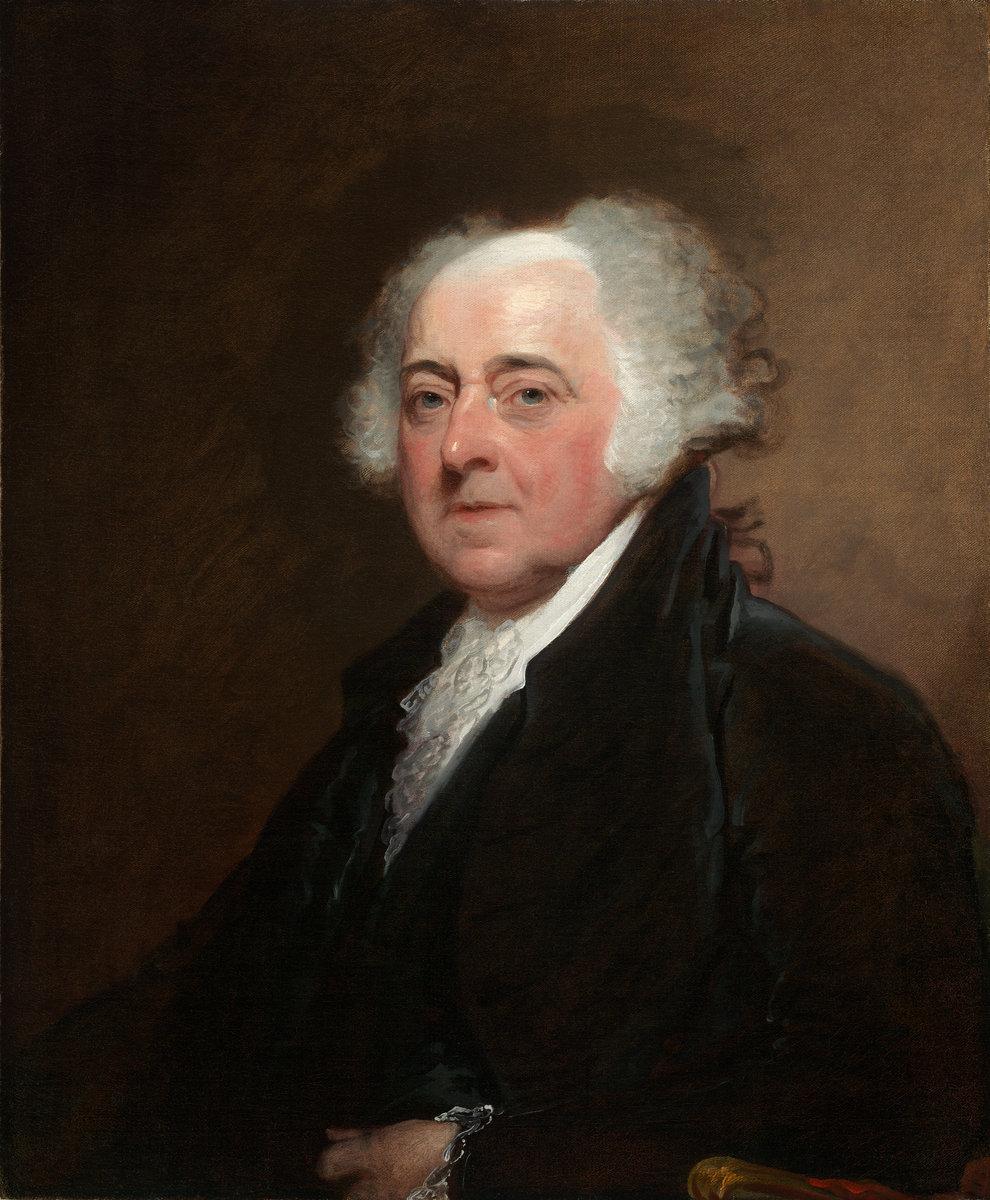 A portrait of John Adams, circa 1800–1815, by Gilbert Stuart. Oil on canvas; 29 inches by 24 inches. National Gallery of Art, Washington, D.C. (Public Domain)