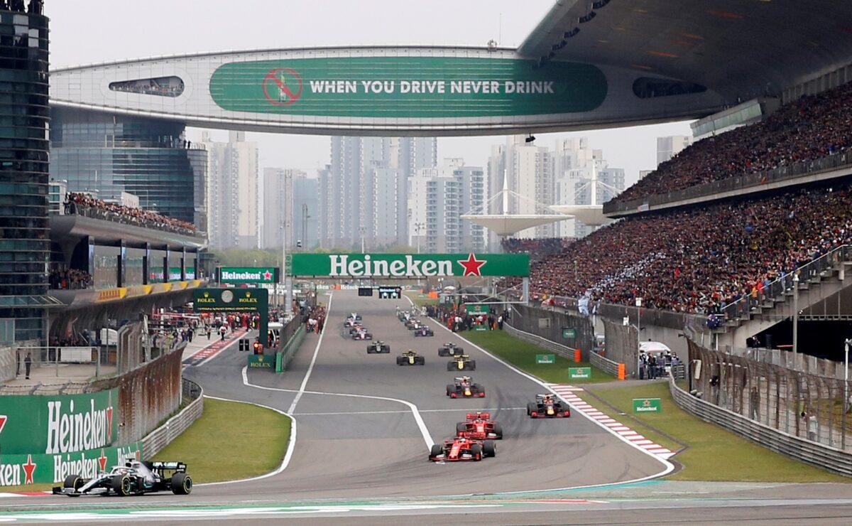 Racers drive in the Formula One Chinese Grand Prix in a 2019 file photograph. (Aly Song/Reuters)