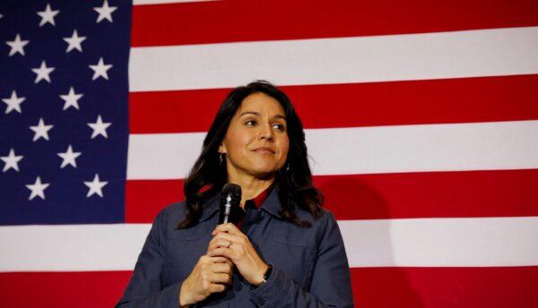 Democratic presidential candidate Rep. Tulsi Gabbard (D-Hawaii) speaks during a campaign event in Lebanon, N.H., on Feb. 6, 2020. (Brendan McDermid/Reuters)