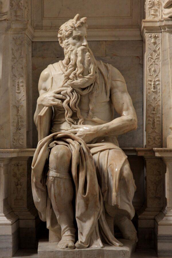 Are we no longer moved by the sublime works of the past? “Moses” by Michelangelo in the church of San Pietro in Vincoli, in Rome. (The horns on Moses’s head are attributed to the Latin translation of the Bible at the time of the statue’s creation.) (CC BY-SA 3.0)