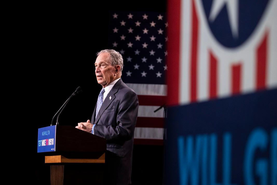 Democratic presidential candidate, former New York City Mayor, Mike Bloomberg delivers remarks during a campaign rally in Nashville, Tenn. on Feb. 12, 2020. (Brett Carlsen/Getty Images)